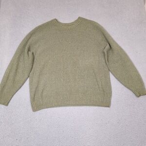 Geoffrey Beene Sweater Mens XL Green Tan Marl Textured Knit Crewneck Pullover